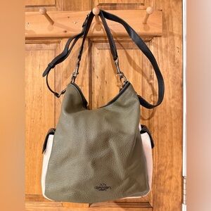 Coach Olive Green and Beige Leather Bag